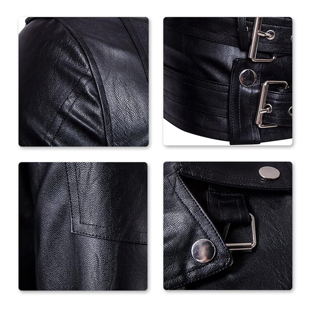 AOWOFS Men's Motorcycle Faux Leather Jacket Zip Slim Fit